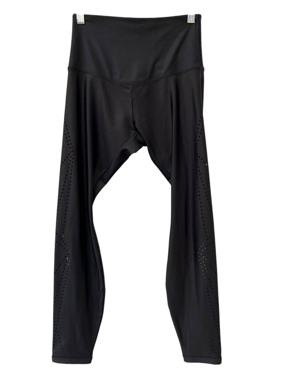 Lorna Jane Athletic 7/8 Leggings XS Perforated Black Yoga Performance Athleisure